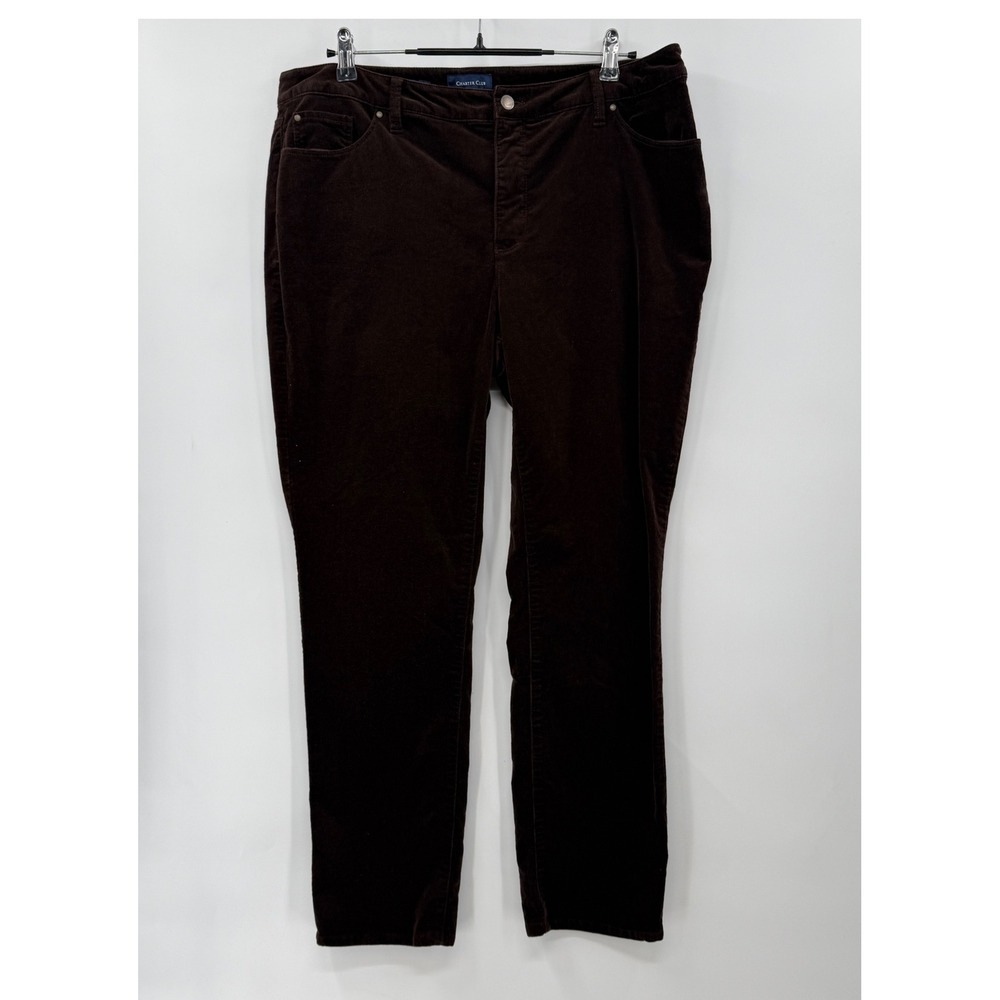 Charter Club Lexington Straight Corduroy Pants Womens Size 16 Brown